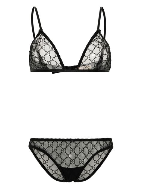 Gucci GG Embroidered Tulle Lingerie Set 